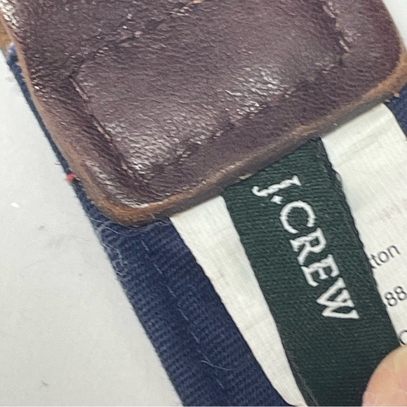 J.Crew‎ Belt womens size 42x1.8 inch  Orange Blue Retriever Dog print Cotton - Picture 4 of 13